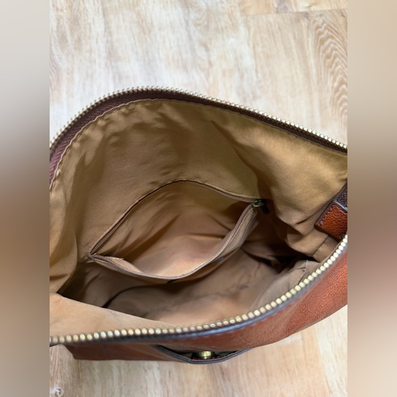 Fossil Amelia Brown Leather Shoulder Boho Crossbody Bag - Picture 12 of 12